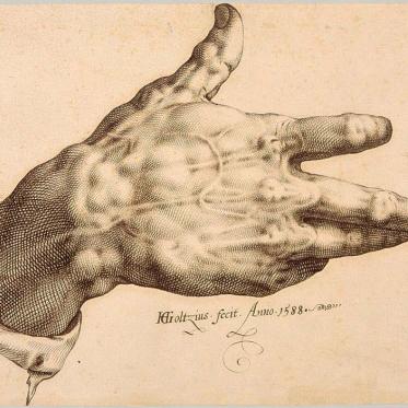 A drawing of Goltzius's Right Hand 1580