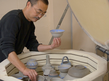 Ceramics kiln being loaded