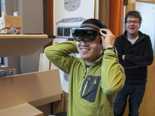 Scott Tsukamaki wearing Microsoft HoloLens