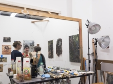 People in a painting studio at Sand Point